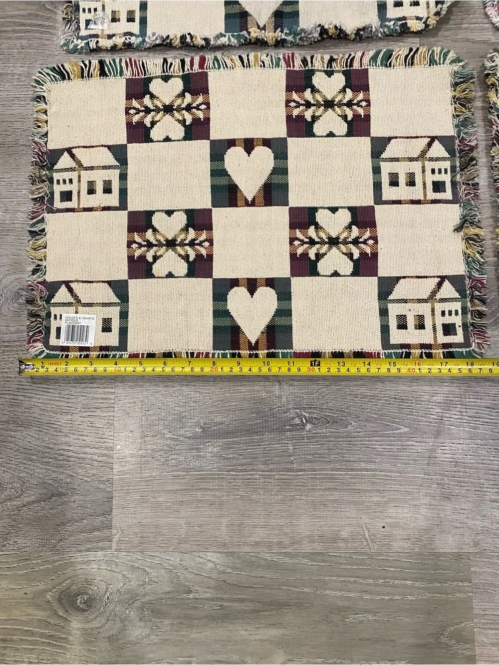 Vintage Park B Smith Woven Tapestry Placemats Set of 6 Houses Hearts
